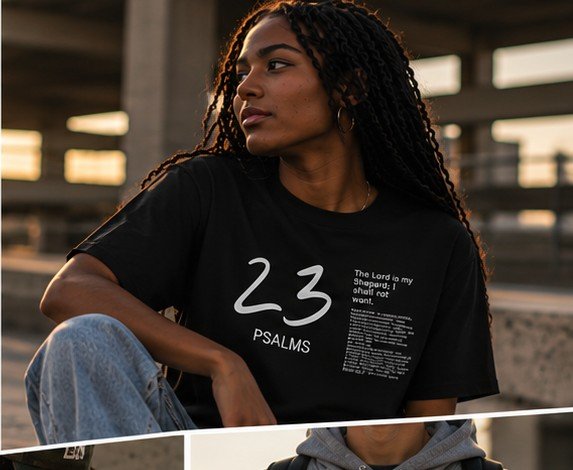 Wearing the Psalms 23 tee